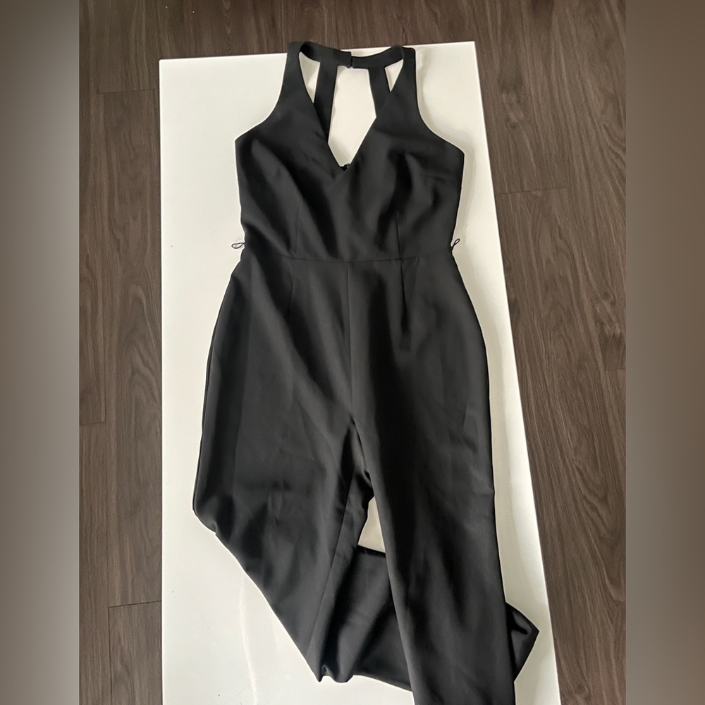 vneck open back one piece cutout jumpsuit